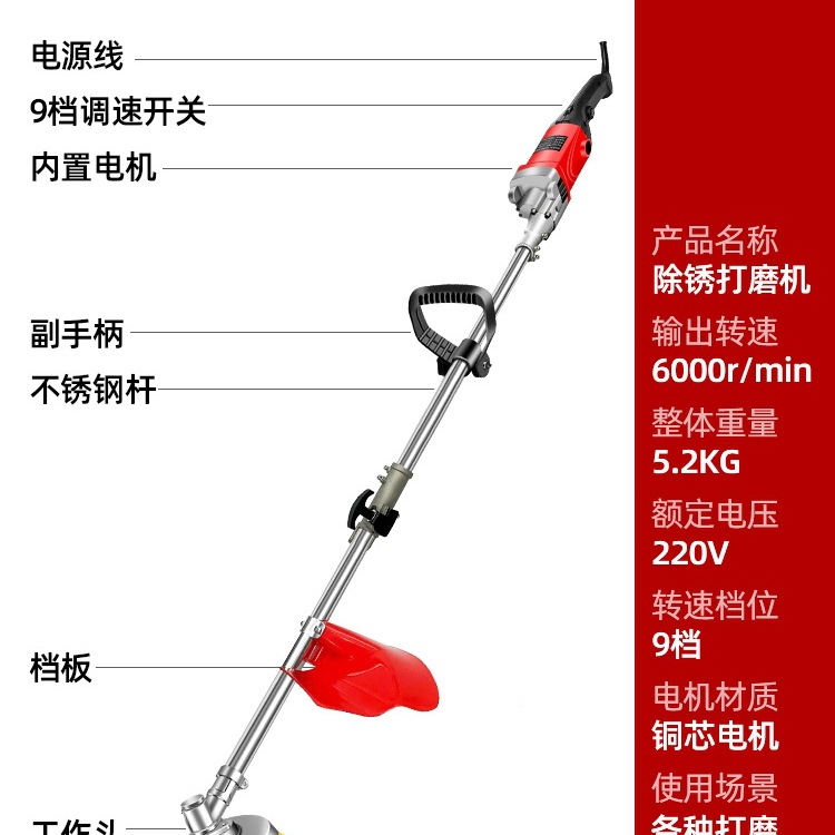 Planta de cemento amolador eléctrico 220V enchufe máquina de desoxidamiento pulido I azulejos de acero de color cepillo de alambre de acero amolador artefacto