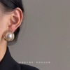 Retro silver needle, fashionable earrings from pearl, silver 925 sample, simple and elegant design