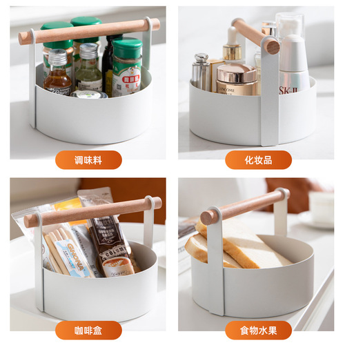 日式铁艺手提收纳盒桌面杂物篮子零食化妆品置物架水果篮收纳筐
