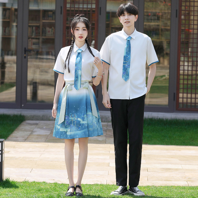 英伦风情侣装夏季新款原创初中生高中生毕业季班服改良古风演出服