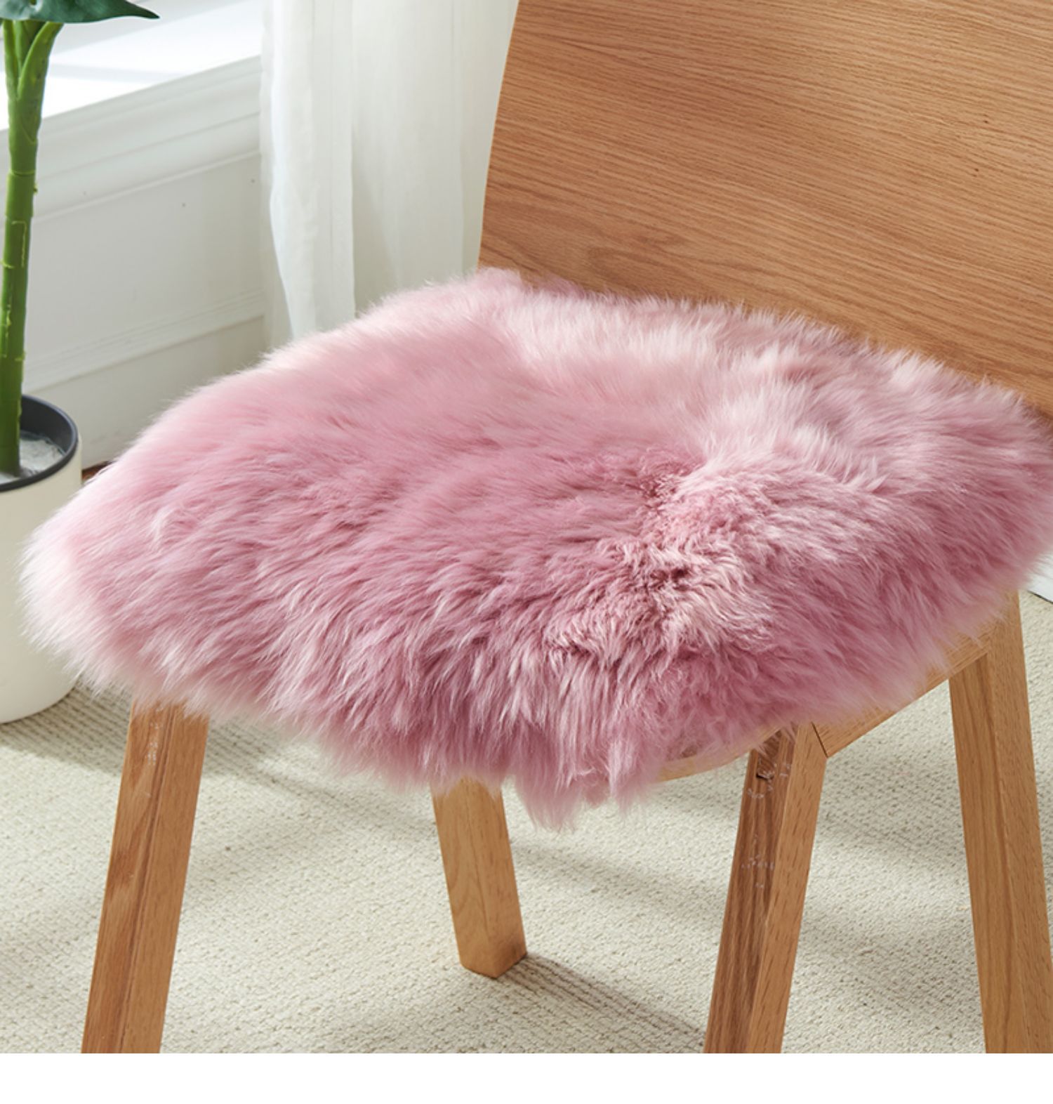 Aozun Pure Wool Chair Cushion, Thickened Plush Seat Cushion, Simple and Warm Sofa Chair Pad, Wool Pad, Genuine Sheepskin Cushion