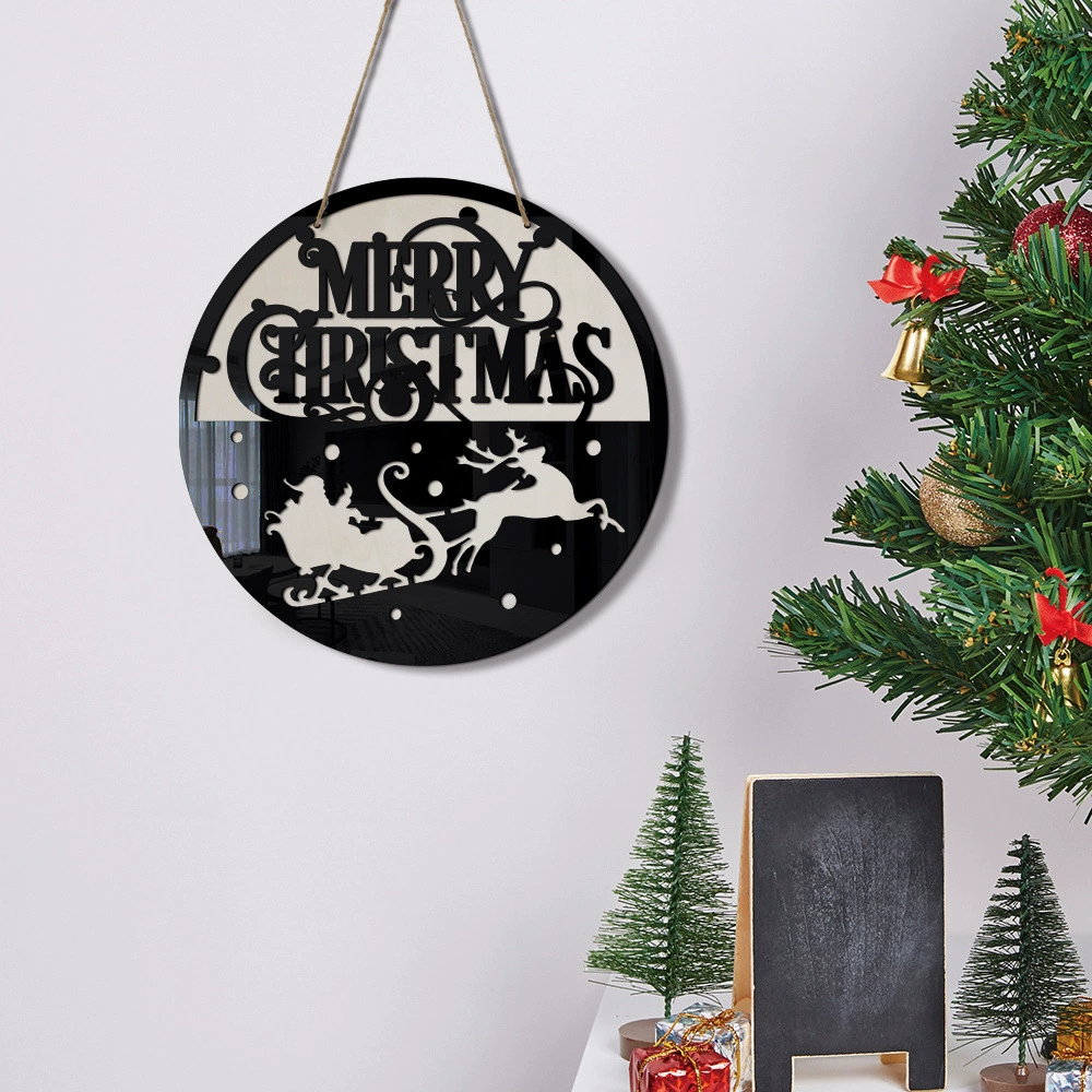 MZ072 Переходная Christmas Merry christmas Акрил деревянная двойная чаша Подвеска праздничное украшение