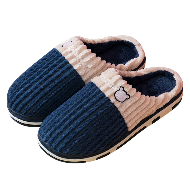 Autumn and Winter Couple's Cotton Slippers for Women Home Indoor Moon Warm Non-Slip Plush Home Cotton Slippers for Men Simple