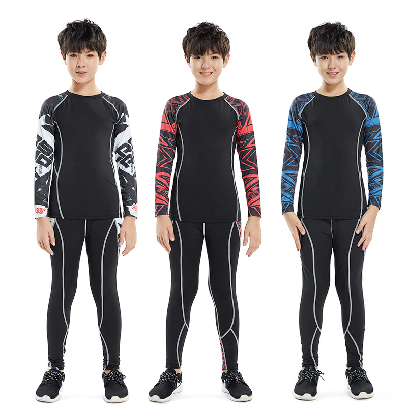 Children's Tight Clothes Training Boys Long Sleeve Running Fitness Clothes Basketball Football Clothes Sports suit Base Quick-drying Clothes
