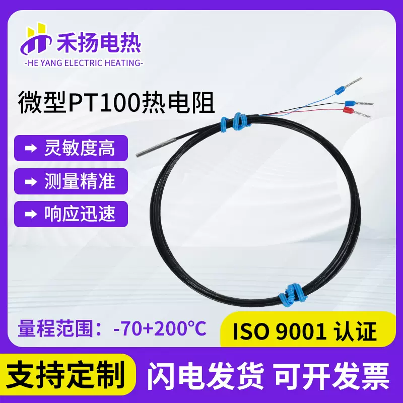 1.5/2直径温度探头细小PT100传感器微型小型细探针PT100铂热电阻