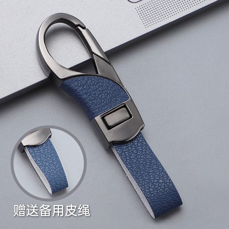 2024 llavero de coche transfronterizo explosivo, botón a presión de cuero de alta gama, colgante de llavero de negocios simple y personalizado