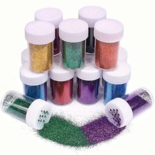 跨境爆款pvc盒装12色金葱粉diy饰品圣诞工艺美妆闪粉亮片厂家批发