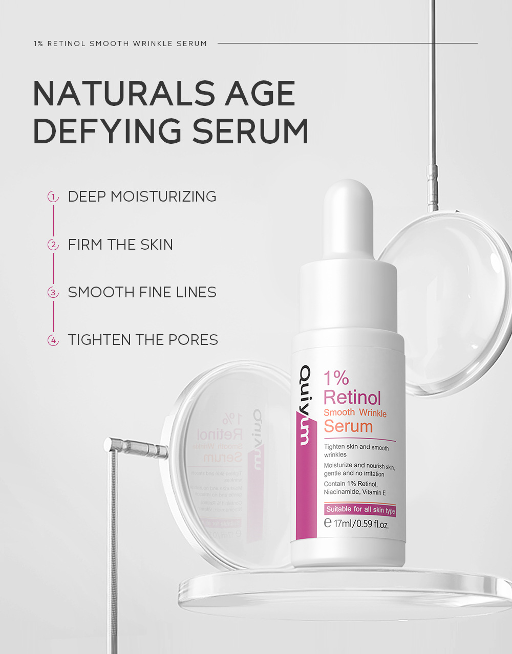 Quiyum 1% Retinol Revitalizing Essence 17ml Hydrates, moisturizes and brightening skin tone. Cross-border manufacturer's wholesale in stock undefined