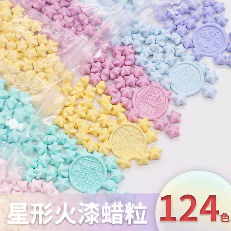 Color europeo estrella cera grano fuego pintura sello cera grano estrella de cinco puntas color mezclado alrededor de 125 tabletas 55g130 color fábrica al por mayor