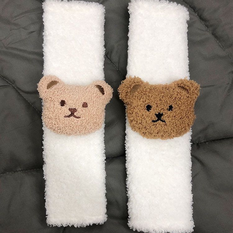 High Luxury Cartoon Safety Belt Cover, Lamb Velvet Bear Head, Personalized Car Extended Safety Belt Shoulder Cover, Classy and Cute