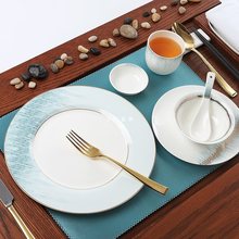 酒店用品餐具摆台四件套轻奢淡雅陶瓷碗碟盘勺定 制样板餐厅圆形