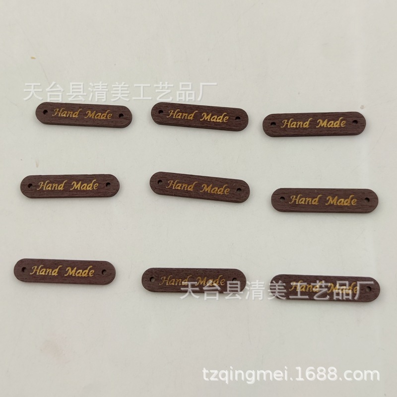 35*8mm beige/marrón decorativo signo placa de madera botón hecho a mano madera signo 50 unidades un paquete