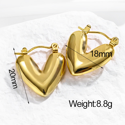 11g Weight 304 Stainless Steel Ear Needle Material Ear Studs Classification 1 Pair Quantity Holiday, Daily Occasion 304 Stainless Steel Material Heart Shape Pattern All Seasons Season Women's Gender Plating Design Simple Style Style 1 Pair Simple Style Heart Shape Plating 304 Stainless Steel Ear Studs 8