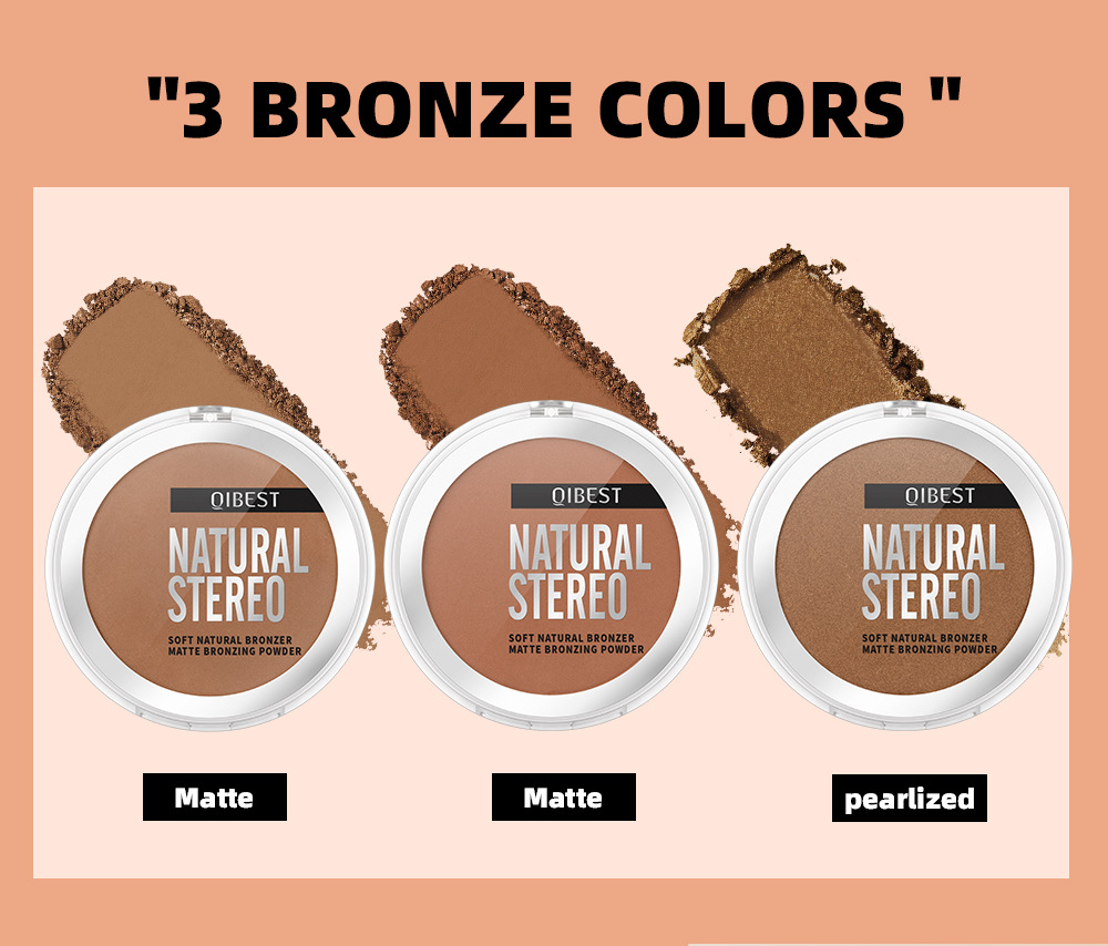QIBEST cross-border matte contouring powder is not easy to smudge, contour contour powder, shadow and nose shadow powder, facial makeup undefined