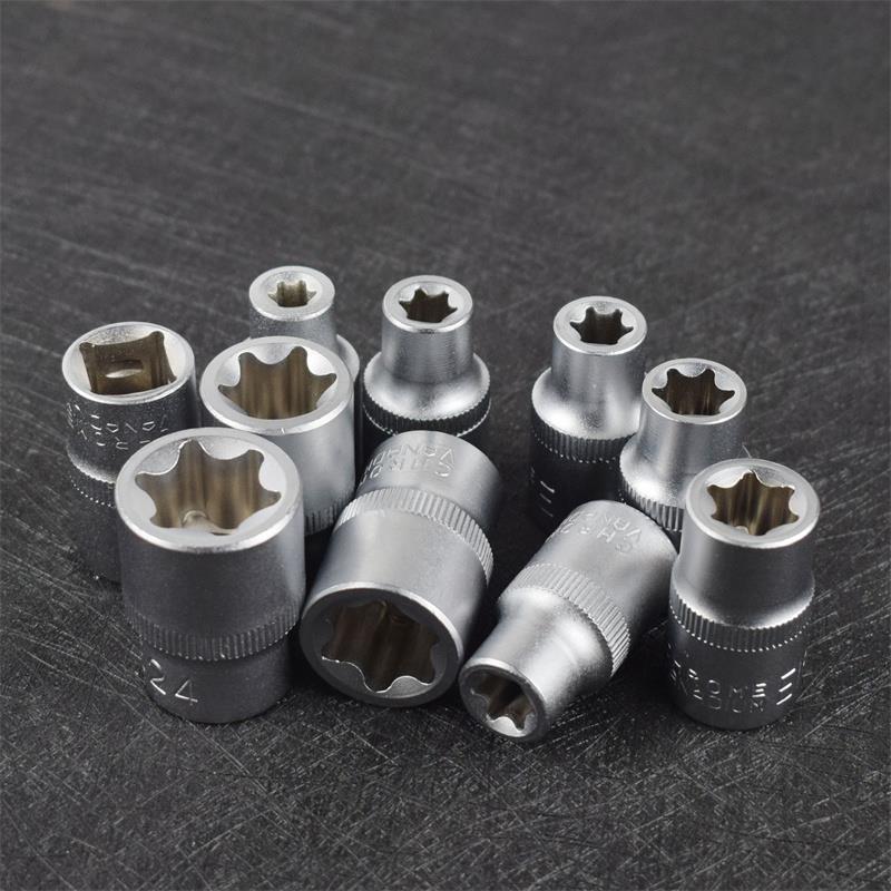 Estándar en forma de E manga seis flores de ciruela en forma de estrella grande y mediano conjunto de spline volante manga reparación de automóviles E8E10mm alargada