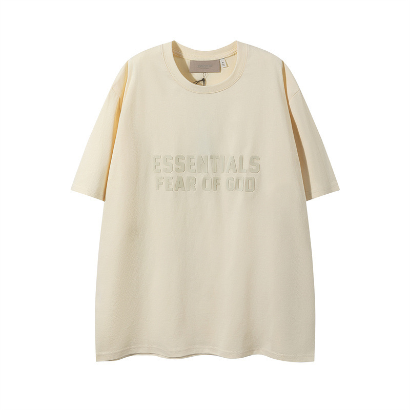 FOG ESSENTIALS pecho tridimensional flocado letras impresas de la calle europea y americana suelta cuello redondo manga corta Camiseta moda
