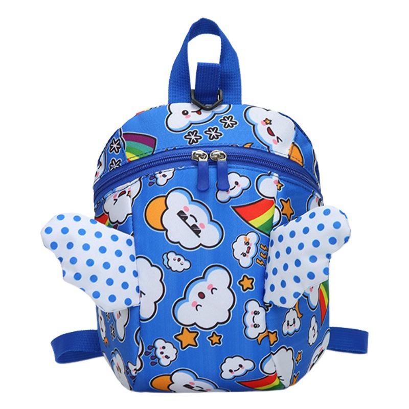 Kindergarten Kidsren's Anti-Lost Backpack 1-3 Years Old Boys and Girls Anti-Lost Traction Rope Angel Wings Small School Bag