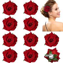 D 36130 Red Flower Hair Clip Side Hair Accessories �컨�߼�