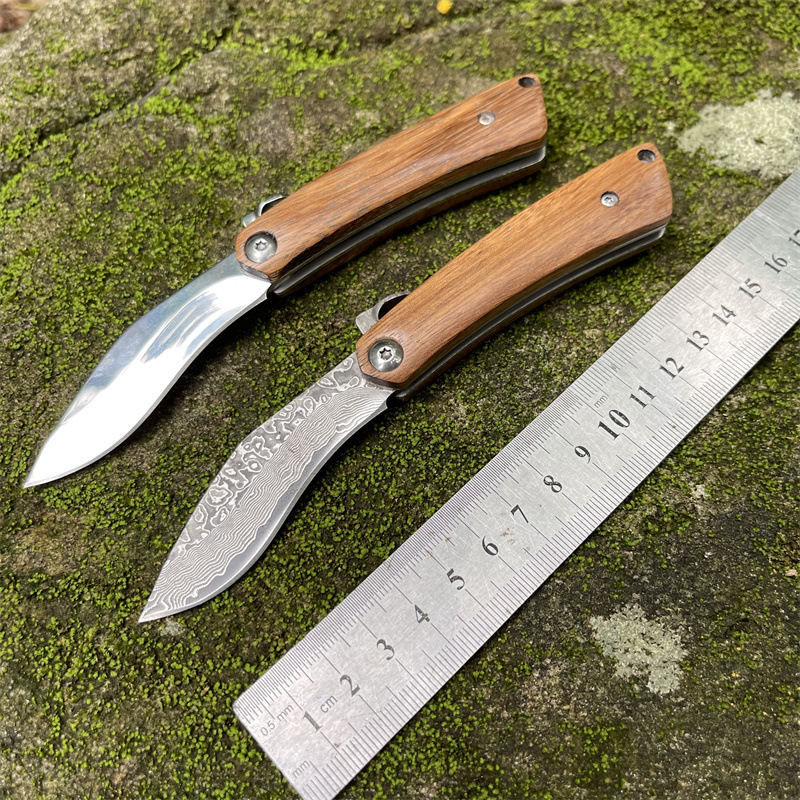 户外小刀大马士革高硬度随身刀具手把肉刀家用水果刀阳江小刀