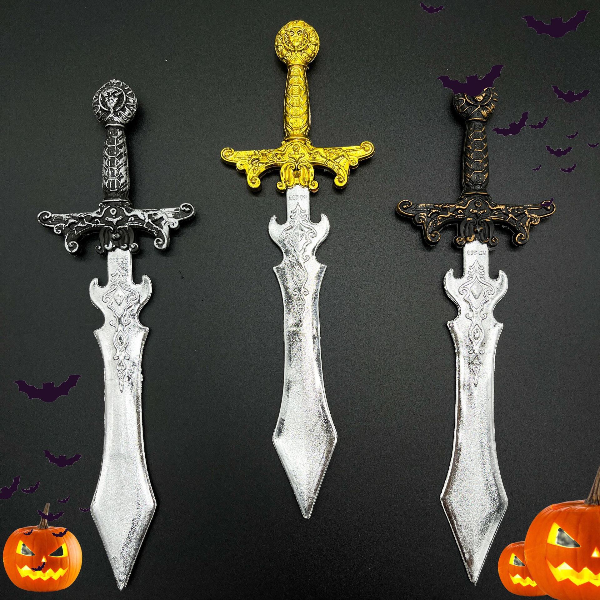 Cross-border best-selling plastic electroplated sword and dagger Sun God dagger Halloween performance weapon prop toy plastic sword and dagger