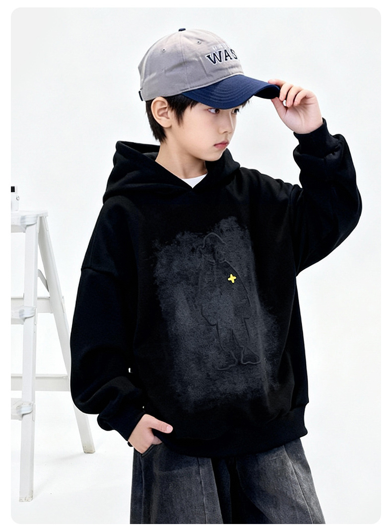 Jongens hoodie met capuchon losvallende pullover trui voor kids_voghion.com