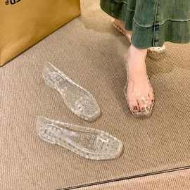 2025韩版镂空透明PVC果冻鞋防滑透气速干雨鞋高颜值韩国DIY水晶鞋