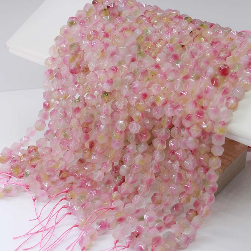 A String Diameter 8mm Natural Stone Chalcedony Irregular Geometric Faceted Jewelry Accessories Beads display picture 5