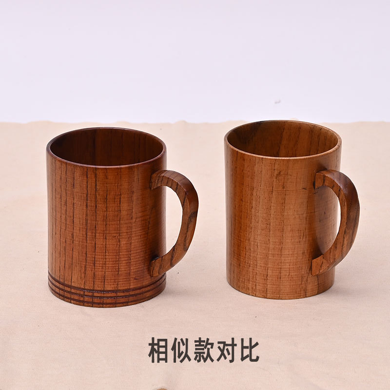 Suministro directo de fábrica Taza de café creativa de madera Taza retro de madera maciza Taza de mango antiescaldado Gran cantidad