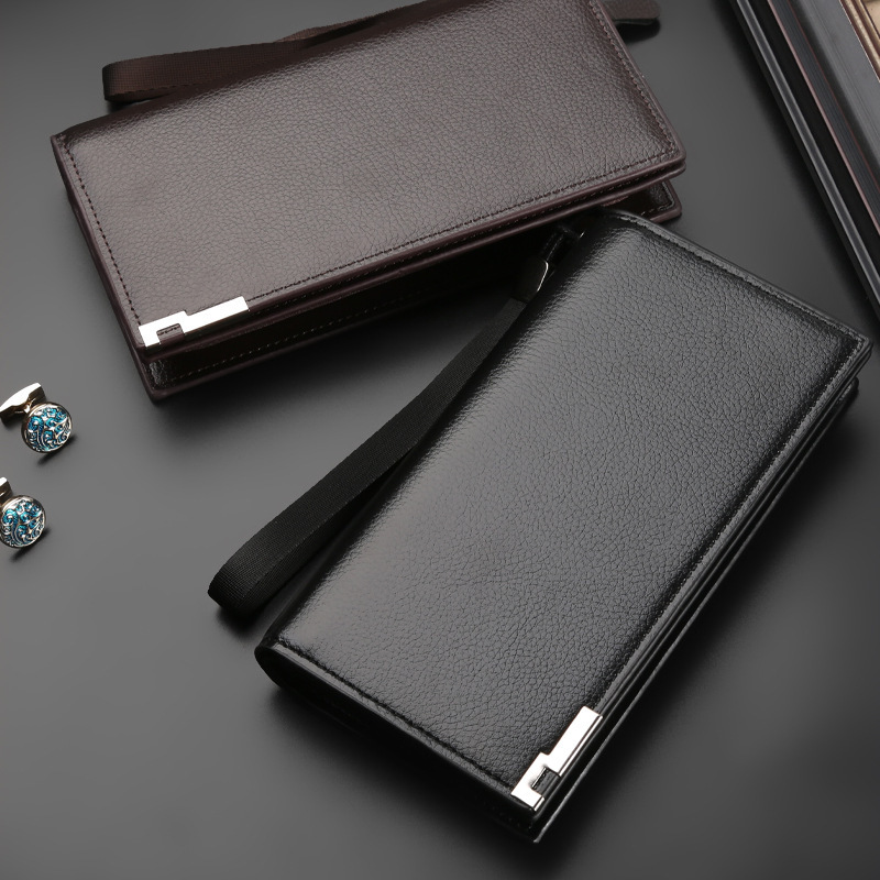 Men's Wallet Wallet Anti-theft Brush Anti-degaussing Long Zipper Multi-layer Multi-card Slot Light Luxury Business Wallet Card Bag