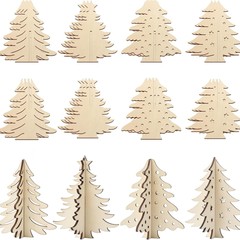 木製レーザーカット木製クリスマスツリー子供用ペイント DIY 立体ホームテーブル装飾品