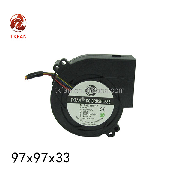 97*33毫米9733直流无刷充气鼓风机滚珠轴承电机12V/24v塑料叶片97