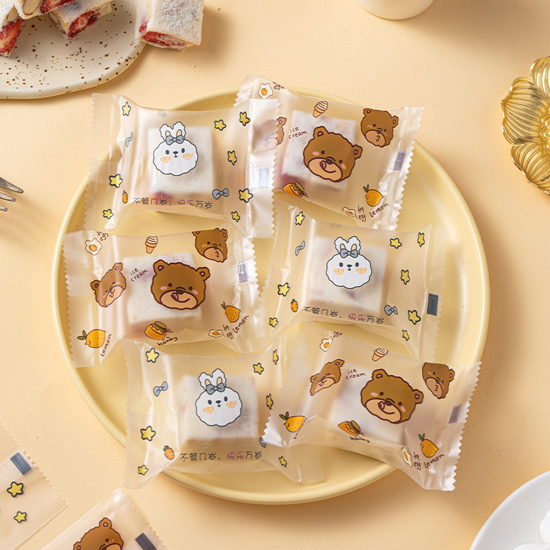 Bolsa de embalaje crujiente de copo de nieve transparente galletas para hornear caramelo turrón galleta leche azufaifa bolsa de sellado de máquina papel de embalaje pequeño independiente