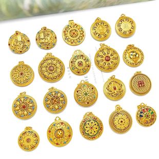 Vietnamese Gold-Plated Compass Necklace Pendant for Women with Auspicious Sayings and Eight Treasures, High-End Versatile Sweater Chain Round Pendant