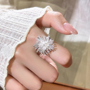 Niche Design Silver Fireworks Ring for Women, Accessible Luxury, High-End, Unique Stylish Index Finger Ring 2025 New Hot Style