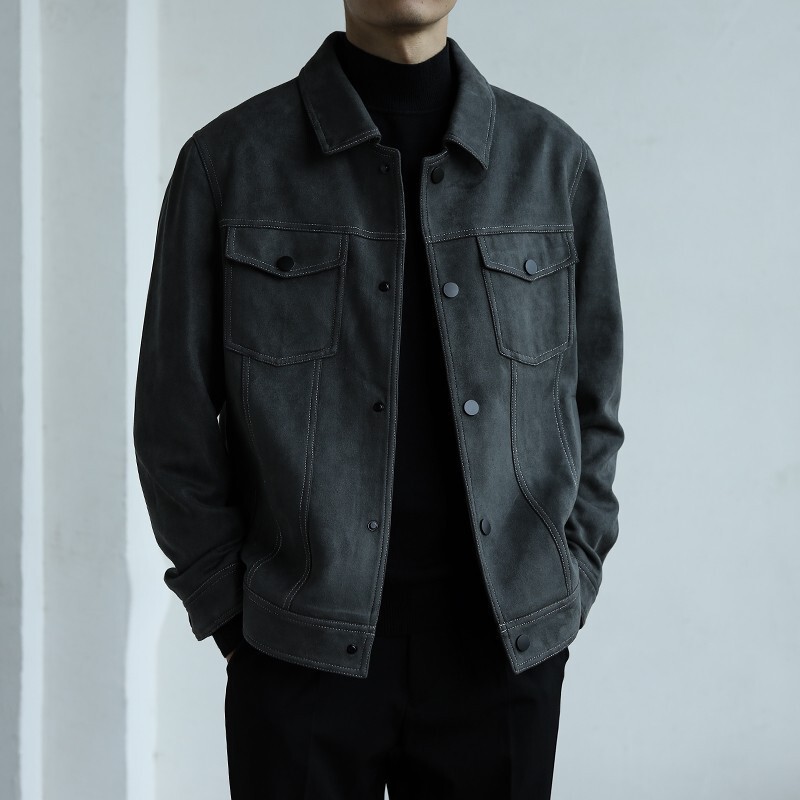 Men's Suede Jacket for Spring and Autumn 2022 New Trendy Versatile Workwear Lapel Coat Stylish Casual Top Men's Suede Jacket for Spring and Autumn 2022 New Trendy Versatile Workwear Lapel Coat Stylish Casual Top