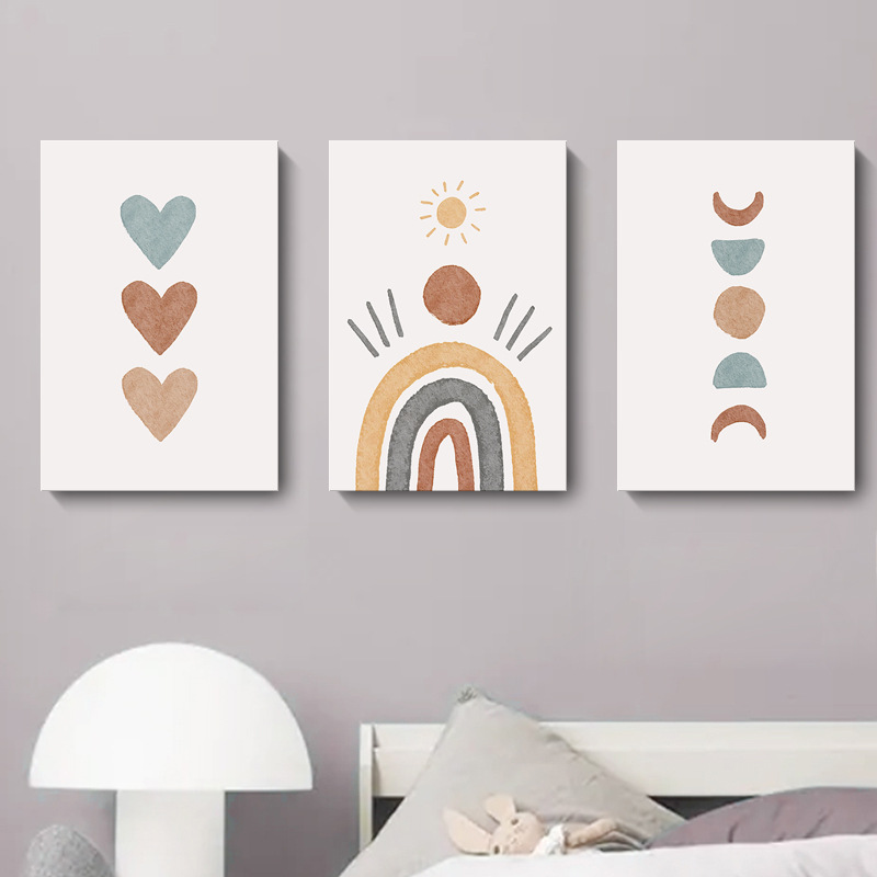 Pintura decorativa nórdica dibujos animados interesantes alfabeto numérico puerta arcoíris dinosaurio dormitorio infantil cuelga pintura marco interior pintura image 4