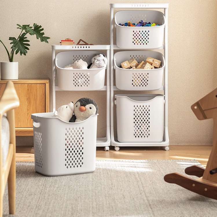 子供のおもちゃの収納バスケットトロリー収納ラック家庭用床置き多層ベビービルディングブロック人形収納ラック|undefined