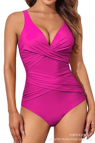 2024 Amazon nuevo trajes de baño de mujer europeos y estadounidenses unidos delgados trajes de baño unidos retro plegado retro