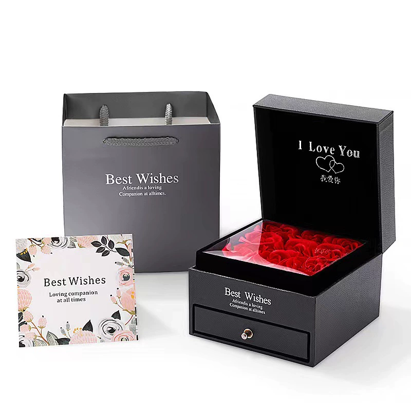 Двухслойный девять роз вечная Подарочная коробка пара кольцо простой креативный портативный костюм ожерелье ювелирные изделия любовника