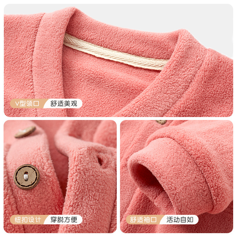 Abrigo de bebé Primavera, otoño e invierno abrigo forrado de lana para niños y niñas desgaste exterior cálido estilo occidental ropa bebé ropa de otoño