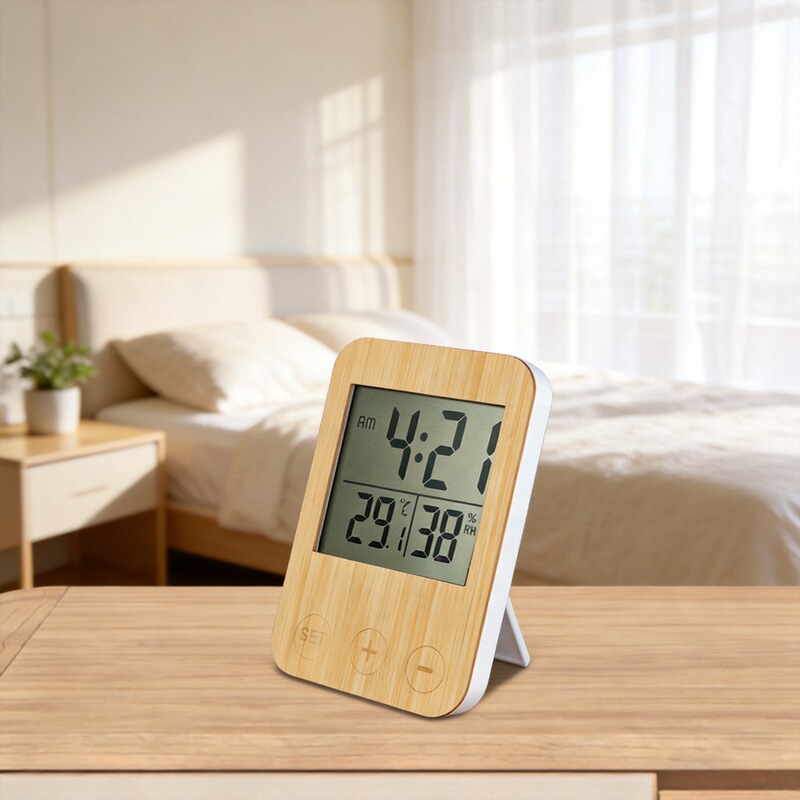Excellent touch-sensitive bamboo and wood thermometer and hygrometer for easy monitoring of temperature and humidity in bedrooms, living rooms, and air-conditioned rooms Excellent touch-sensitive bamboo and wood thermometer and hygrometer for easy monitoring of temperature and humidity in bedrooms, living rooms, and air-conditioned rooms