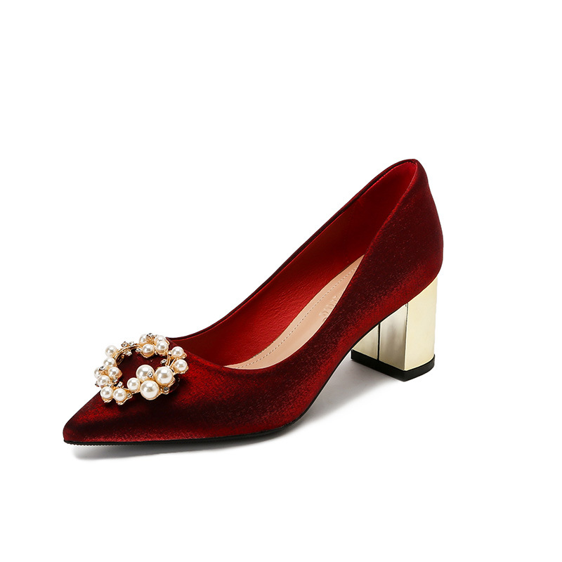 Four Seasons Xiuhe ropa zapatos de boda mujer 2022 nuevo estilo burdeos tacones altos no cansados zapatos de novia chinos de dos prendas