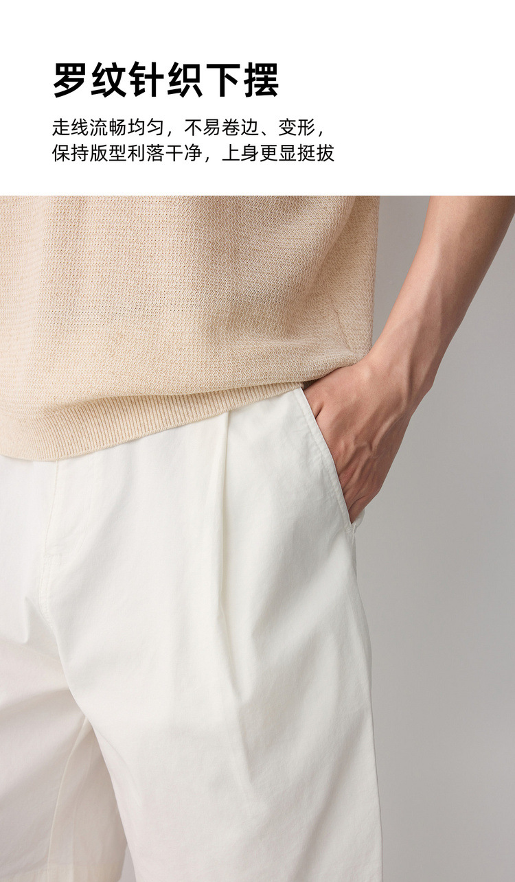 Áo polo nam tay ngắn phong cách cổ điển chất liệu linen pha — đen chi tiết 7