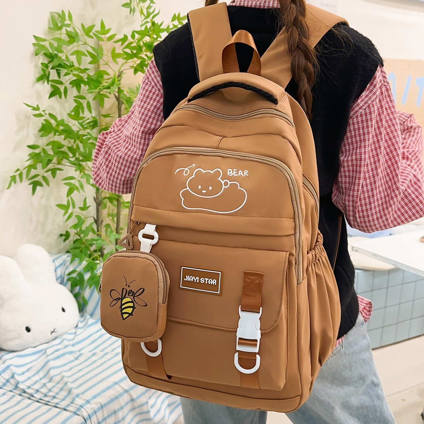 Mochila de gran capacidad JIAYISTAR transfronteriza nueva moda coreana simple bolsas escolares de estudiantes de secundaria calientes