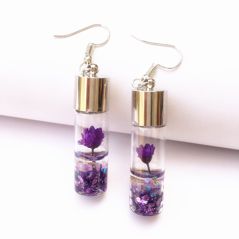 Women'S Gender 1 Pair Sweet Flower Glass Women's Drop Earrings