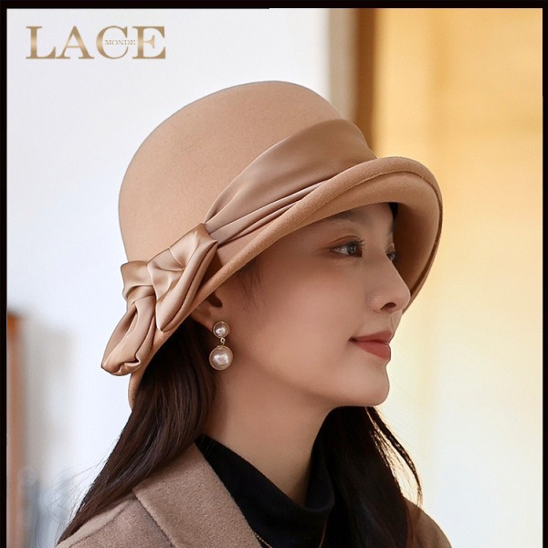 Felt hat women's autumn and winter wool new black hat retro fashion Joker fisherman hat woolen basin hat wholesale