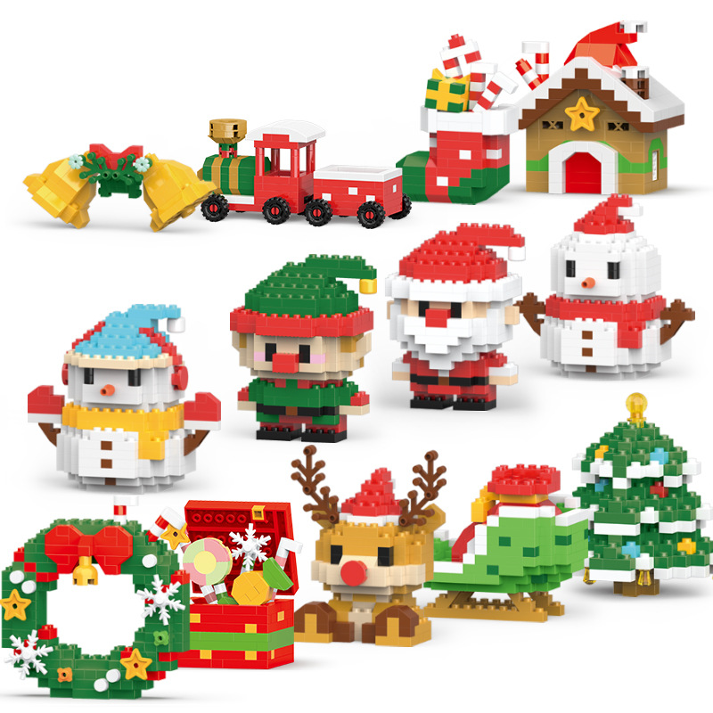 Ventas transfronterizas compatibles bloques de construcción pequeñas partículas ensamblaje muñeco de nieve Navidad alce regalos de Navidad juguetes para niños al por mayor