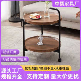 批发双层简易茶几阳台复古移动茶水小推车客厅可移动沙发边几