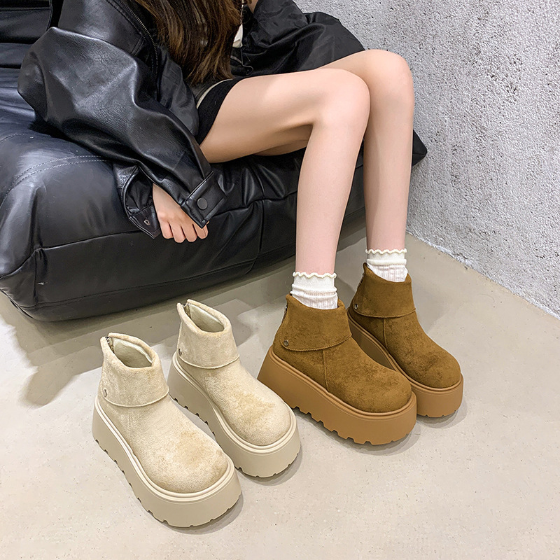 时尚百搭舒适增高翻折厚底短筒靴女2025秋冬季新款外穿马丁靴短靴|undefined