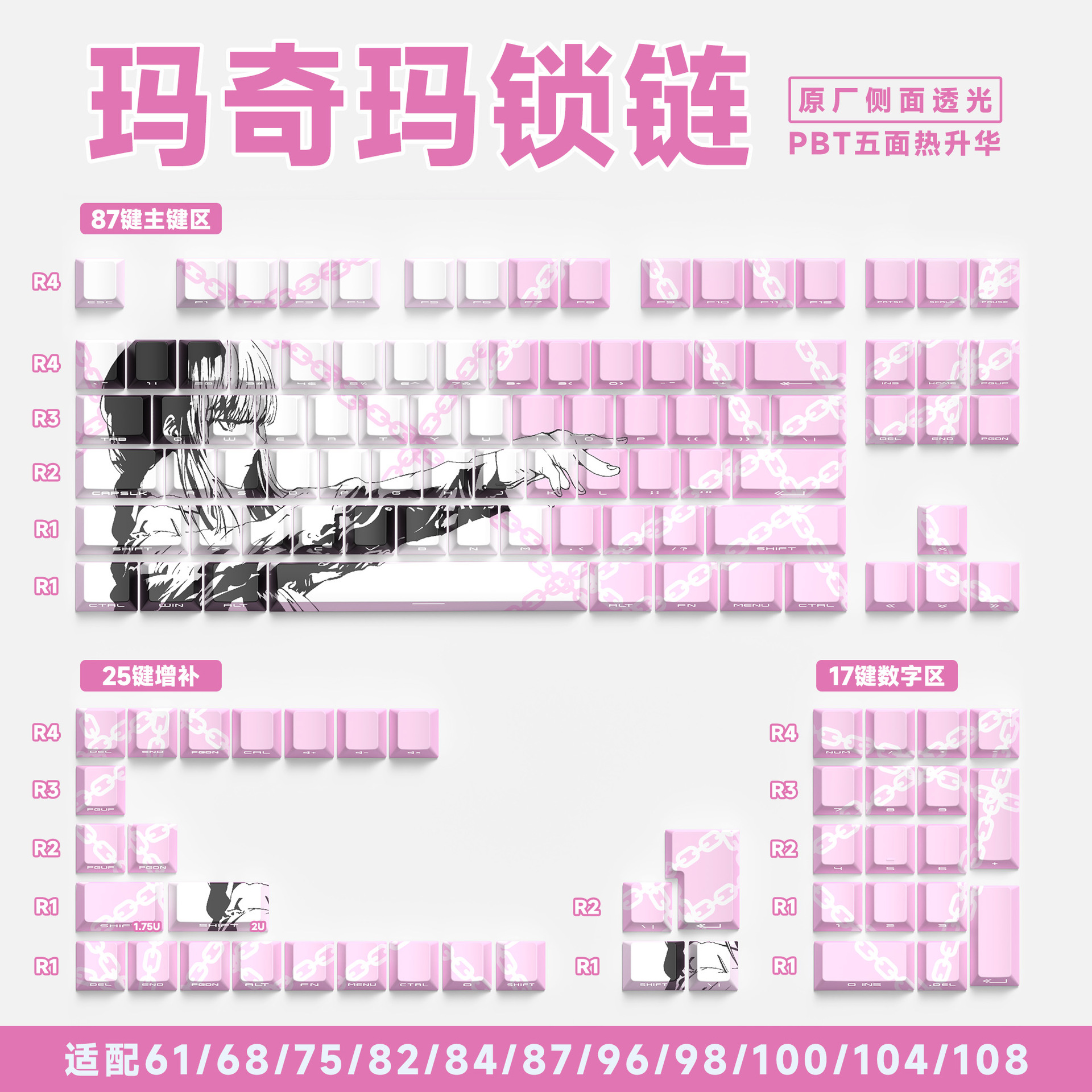 마키마 체인 핑크 오리지널 사이드 각인 129키 영문 [박스형]